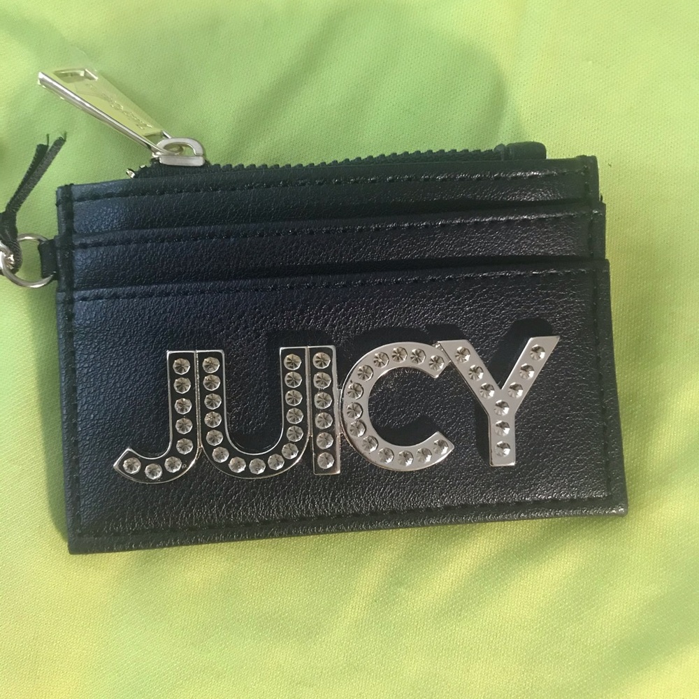 Juicy Couture Card Holder NWT Black Faux Leather